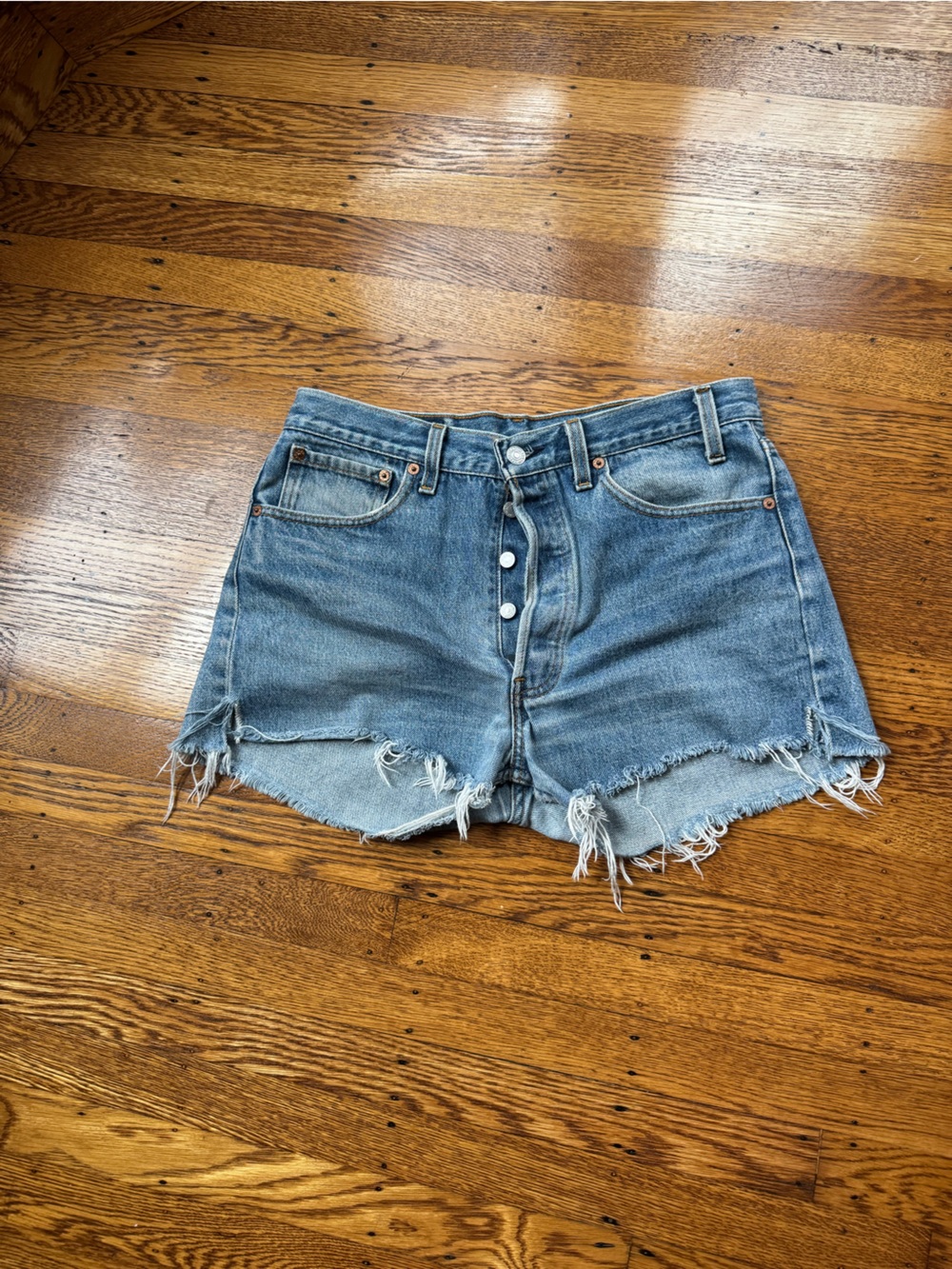 Vintage Levi's Distressed Light Blue Denim Cutoff Shorts